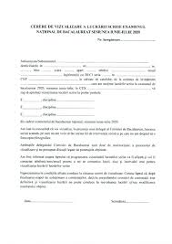Etc.) si nici nu este salariat al societatii platitoare de venit. Model De Cerere Pentru Vizualizarea LucrÄƒrii De La Bacalaureat 2020 Azi È™i Maine Pot Fi Depuse Sau Trimise Pe E Mail SolicitÄƒrile Edupedu Ro