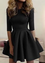 Black Skater Dress Mini Dress Fashion Mini Dress With Sleeves Fancy Dresses