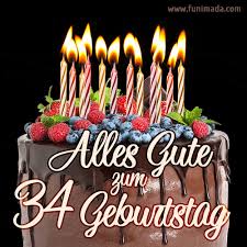 Der geburtstag der vierunddreißigjährigen ist ein ganz besonderer tag. Alles Gute Zum 34 Geburtstag Schokoladenkuchen Gif Herunterladen Auf Funimada Com