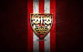 The original size of the image is 200 × 200 px and the original resolution is 300 dpi. Download Wallpapers Stuttgart Fc Golden Logo Bundesliga 2 Red Metal Background Football Vfb Stuttgart German Football Club Fc Stuttgart Logo Soccer Germany For Desktop Free Pictures For Desktop Free