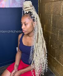 Goddess Black And Blonde Faux Locs Pin By Milani On Bohemian Locs Faux Locs Blonde Faux Locs Hairstyles Hair Inspo Color