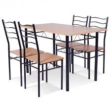 5 Pcs Wood Metal Dining Table Set With 4 Chairs In 2020 Dining Table Setting Metal Dining Table Dining Table Chairs