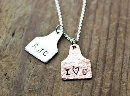 Custom Ear Tag Pendant One Silver Or Copper Personalized Livestock Ear Tag Necklace Country Jewelry Cute Jewelry Ear Tag