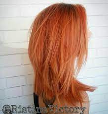 Ristina Victory Peach Coral Orange Hair With Shadow Root Roots Hair Hair Shadow Hair