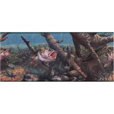 York Wallcoverings Lake Forest Lodge Game Fish Wallpaper Border Wd4110b The Home Depot Fish Wallpaper Lake Forest York Wallpaper