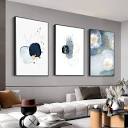 Amazon.com: 3 Framed Abstract Canvas Wall Art, Artwork in Blue ...