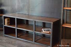 Industriel meuble tv d angle 2 etageres wolof recycle achat. Meuble Range Vinyle Industriel Sur Mesure Danaides Made In France