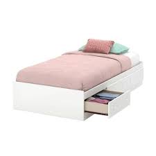 Drawers can be positioned on either side of bed: South Shore Little Smileys White Twin Kids Storage Bed 10479 The Home Depot
