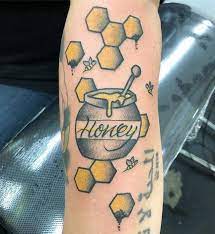 Honey Jar tattoo by Jarod | Bee tattoo, Stick tattoo, Anklet tattoos