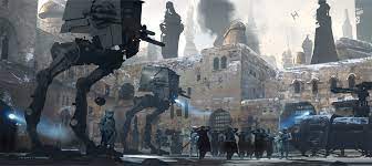 first lines an imperial space shuttle flies towards a farm in lah'mu and over a young jyn running scared upon seeing it young jyn: An Exclusive Look Inside The Gorgeous Art Of Rogue One Star Wars Concept Art Star Wars Images Star Wars Awesome