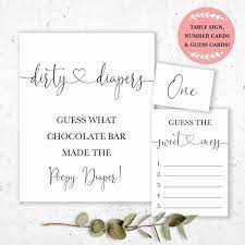 Like the game to move the pacifier, the game to pair diapers, the game pass the dirty diaper, the game of matching socks, the game to guess baby equipment in a bag, the game to write the name of. Free Printable Baby Shower Dirty Diaper Chocolate Poop Game Penny Lane Stationery