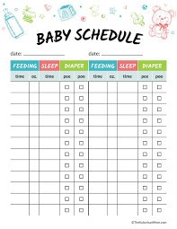 Printable Baby Schedule Chart To Help Baby Settle Into