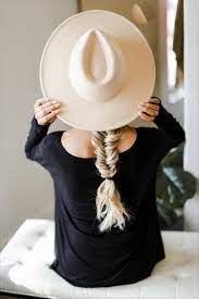 Ivory Wide Brim Hat And Fishtail Braid In 2021 Wide Brim Fedora Wide Brim Hat Wide Brimmed