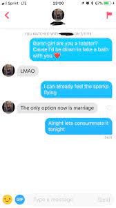 Submitted 1 day ago by ayinayij. Tried A Reddit Pickup Line Because I M Terrible At Conversation Kind Of Proud Of Myself For This One Tinder