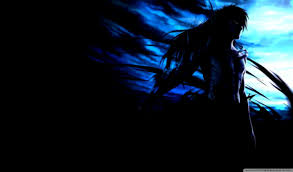 Dark Wallpaper 4k Anime Plant, dark background, leaves, blue, red, 5k. dark wallpaper 4k anime