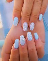 123 Trendy Stunning Manicure Ideas For Short Acrylic Nails Design Short Acrylic Nails Designs Light Blue Nails Short Acrylic Nails