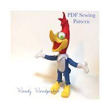 Felt Woody Woodpecker Sewing Pattern Felt Woody Woodpecker Etsy Sewing Patterns Woody Woodpecker Pattern
