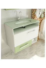 Gabinete Para Banheiro 80 Cm Com 2 Pecas Linea 17 Branco E Verde Tomdo Gabinete Banheiro Banheiro Pequeno Banheiro