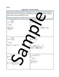 Exponents Circuit Training Laws Of Exponents Product Rule Quotient Rule And Power Rule Need To Be Used Work Out The Prob Exponents Product Rule Power Rule