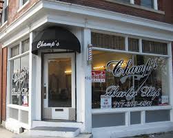 Bj S Front Of Store Flyer Round Door Awning With Name Of Barber Shop Applied To Flat Valance Shop Awning Barber Shop Shop Doors