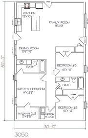 3 Bed 2 Bath 30 X 50 1500 Sq Ft Barndominium Floor Plans House Floor Plans House Plans
