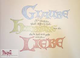 Glaube Hoffnung Liebe Farbige Kalligrafie Keilrahmen Gestalten Kalligrafie Glaube