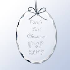 Babys First Christmas Personalized Crystal Christmas Ornament