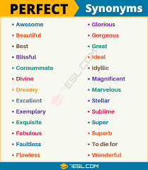 Perfect Synonym List Of 26 Synonyms For Perfect With Examples 7 E S L Writing Words Vocabulary Words English Words