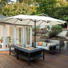 Outsunny 15ft Outdoor Twin Patio Umbrella Outdoor Double Sided Market Parasol Sun Shelter With Cr Large Patio Umbrellas Outdoor Patio Umbrellas Patio Umbrellas