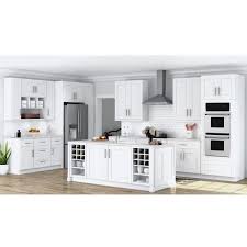 This white shaker kitchen feels open, airy, and maintains a sense of visual consistency throughout. Hampton Bay Shaker Satin White Stock Assembled Farmhouse Apron Front Sink Base Kitchen Cabinet 36 In X 34 5 In X 24 In Ksbd36 Ssw The Home Depot
