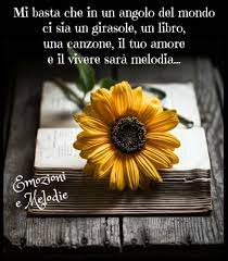 Mi Basta Che In Un Angolo Del Mondo Ci Sia Un Girasole Un Libro Una Canzone Il Tuo Amore E Il Vivere Sara Melodia Girasoli Campi Di Girasole Emozioni