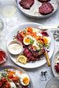 Beetroot Latkes & Smoked Trout with Horseradish Dill Creme Fraiche ...