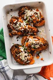 Twice Baked Sweet Potatoes Stuffed With Sausage And Greens 3 Scoops Of Sugar Recipe Sausage Sweet Potato Recipes Italian Sausage Recipes Twice Baked Sweet Potatoes