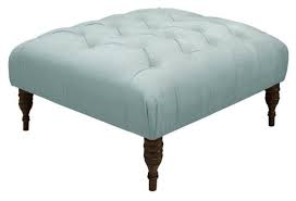 Elliot Cocktail Ottoman Light Blue Cocktail Ottoman Tufted Ottoman Blue Ottoman