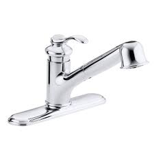 The fairfax collection offered by kohler delivers grace and class in a modern piece designed to provide every convenience available in a faucet. K 12177t B Cp Kohler Fairfax Kitchen Faucet W Pull Down Spray