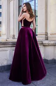 Cristallini Ska946 Pleated Asymmetrical Bodice Velvet Ballgown Ball Gowns Velvet Evening Gown Purple Velvet Dress