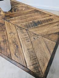 Chevron Pattern Reclaimed Coffee Table Kalasaba In Roast Coffee Finish With Hairpin Legs In 2020 Chevron Coffee Tables Reclaimed Coffee Table Reclaimed Wood Table Top