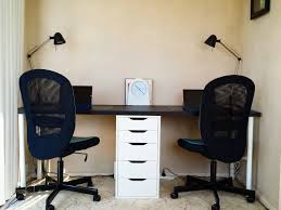 Desk For Two Using Ikea Furniture Linnmon Table Top Black Brown 200cm X 60cm 75 Aus Dollars Alex Drawer Unit W Ikea White Desk Ikea Home Office Furniture