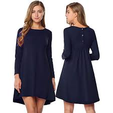 Women S Long Sleeve Pockets Casual Swing T Shirt Dresses Pleated Tunics See This Great Product This Is A High Low Hem Dresses Dresses With Leggings Dresses
