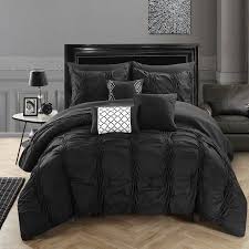 Black And White Bed In A Bag Walmart Chic Home 10 Piece Luna Pinch Pleated Ruffled And Pleated Complete King Bed In A Bag Comforter Set Black Sheets Set And Decorative Pillows Included Walmart C Comforter Sets Cheap Bedding Sets