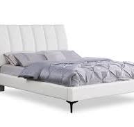 Lit plateforme rembourré Nova en tissu de cuir végétalien blanc - f...
