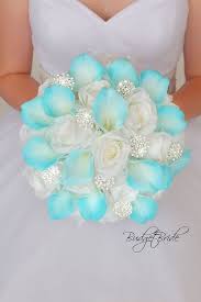 Wedding bouquets with bling blue. Silver And Malibu Davids Bridal Wedding Flower Bouquet With Bling Bridal Wedding Flowers Blue Wedding Bouquet Diy Wedding Bouquet