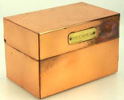 Vintage Solid Copper Recipe Box With Brass Colored Plate Index Card Size Box Copper Recipe Box Recipe Card Boxes Brass Color