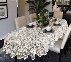Grande Nappe De Table Ovale Ou Ronde Avec Motif Dentelle Blanc Ou Beige Blanc 140cm X 240cm 55 X 95 Oval Nappe De Table Table Ovale Napperons De Dentelle