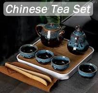 Amazon.com | Chinese Kongfu Tea Set,Portable Porcelain Travel Tea Set with  Tea cup, teapot, tea caddy, Bamboo Tray,Tea Clip,Tea towel and Carrying Bag  ...