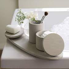 Serenity Now Sandstone Bath Accessories Remodelista Small Bathroom Decor Room Accessories Bath Accessories