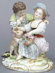 Meissen Model 812 Description Boy And Girl With Sheep Modeled By Michel Victor Acier Ca 1774 Mark 812 Painter Number 49 Juliu Figurine Porcelaine Acier