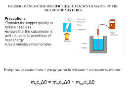 (use 4.184 j g¯ 1 °c¯ 1 as the specific heat of water.) solution: Measurement Of The Specific Heat Capacity Of Water By An Electrical Method Energy Supplied Mcd8 Cal Mcd8 Water Precautions Ensure That The Heating Ppt Download