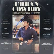 Urban cowboy movie poster 2ftx3ft. Signed Urban Cowboy Movie Soundtrack Album Cover