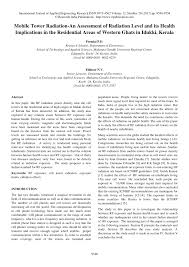 Pdf Mobile Tower Radiation An Assessment Of Radiation Level